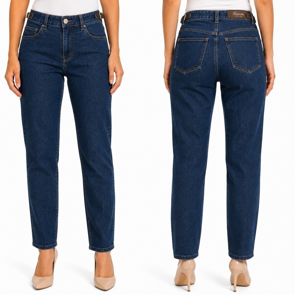 Faconnable Platine Jeans Womens Straight Leg Lambskin Trim Italian 38 29X30